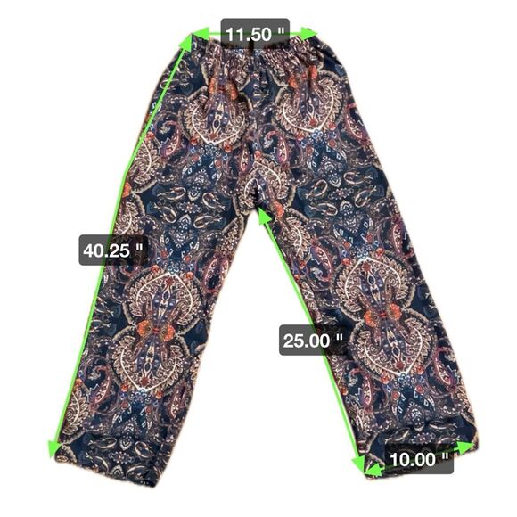 Navy Blue Red Indian Paisley Pattern Wide Palazzo Pants Women’s Size M - Picture 5 of 5
